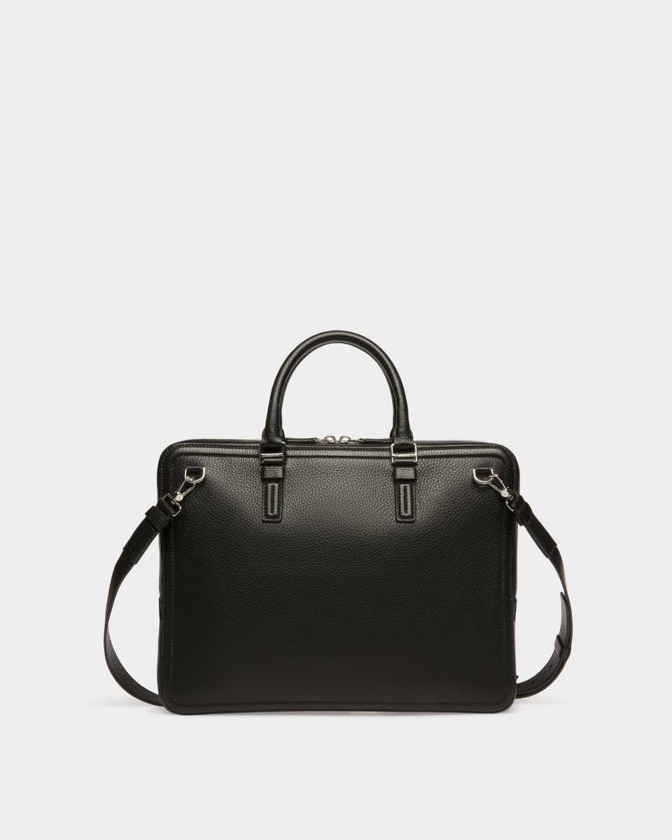 Bally Sergy Leather Business Bag Black | SEJFH4326