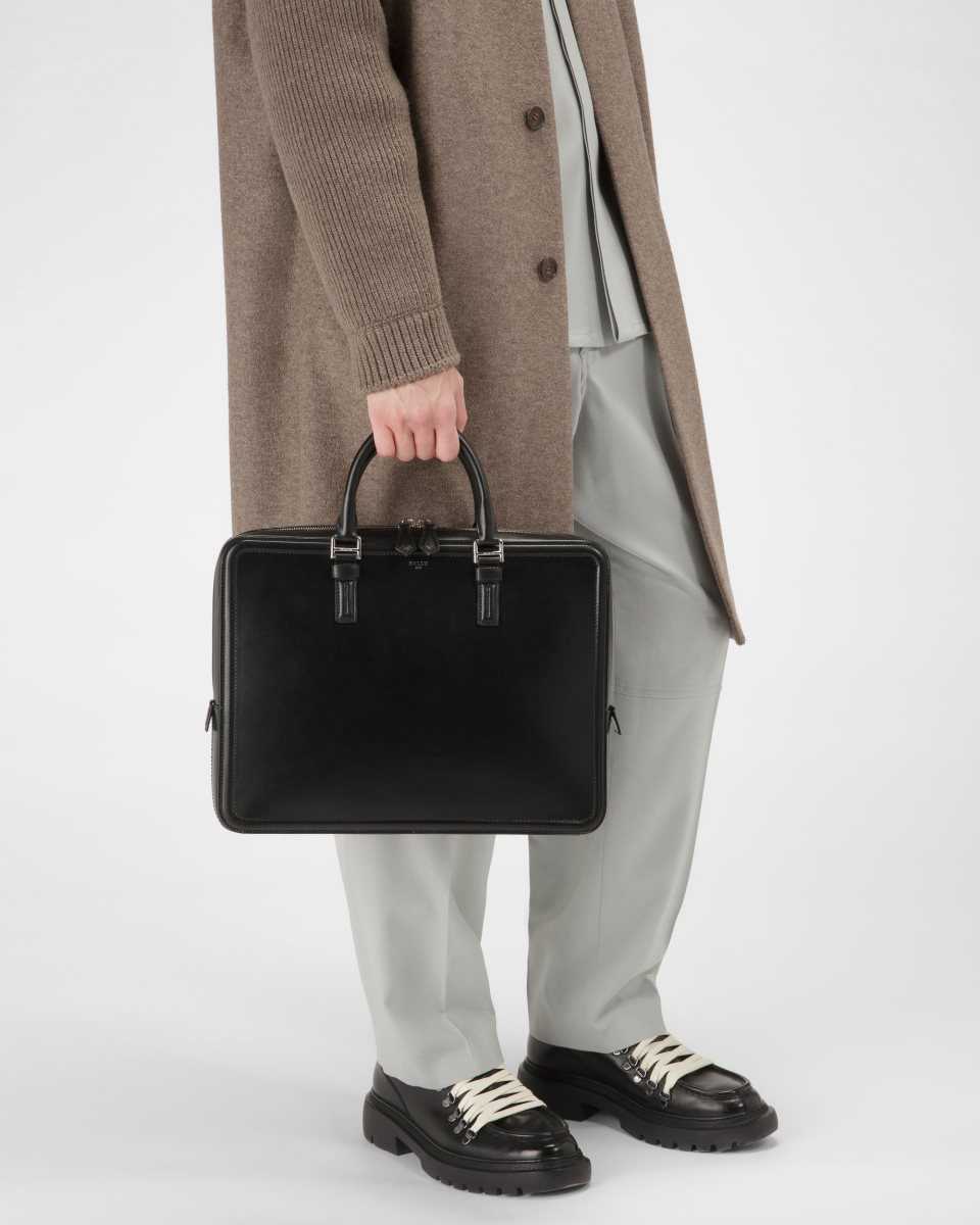 Bally Soroh Leather Briefcase Black | KCVMD0893