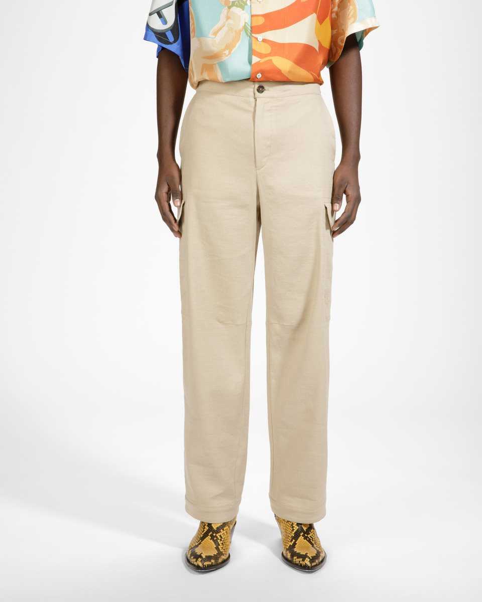 Bally Straight Flare Trousers Cotton Straight Flare Trousers Beige | EANQU9281