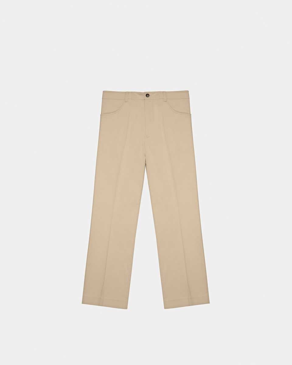 Bally Straight Flare Trousers Cotton Straight Flare Trousers Beige | EANQU9281