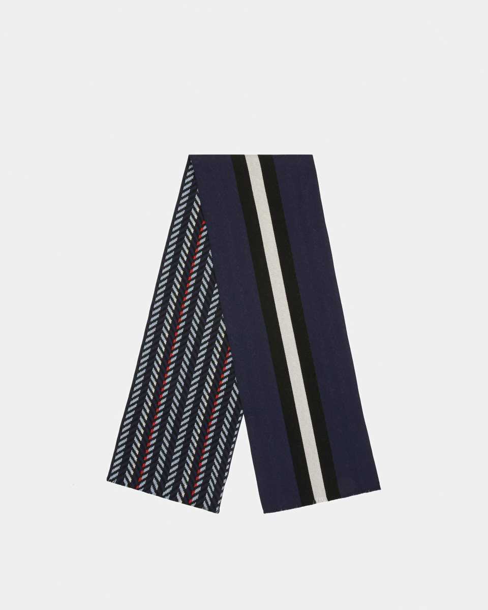 Bally Stripe Pattern Scarf Blue | EIKDG7589