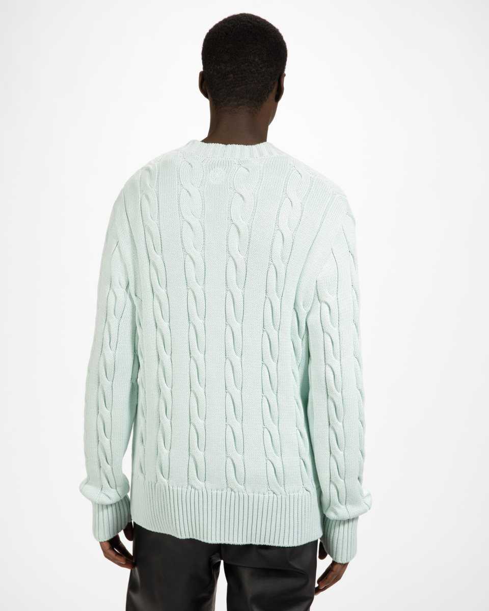 Bally V-Neck Cotton Cable Knit Cardian Blue | SKLBU6172