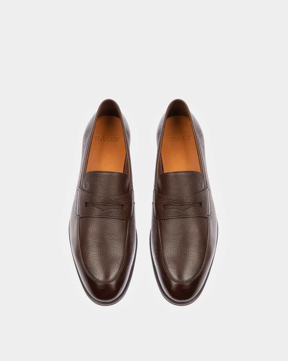 Bally Webb Grained Deer Leather Penny Loafer Brown | IRDHG0196