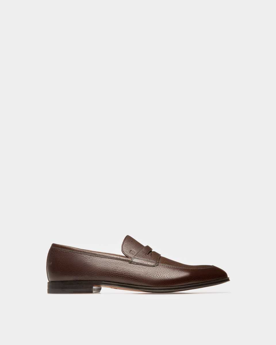 Bally Webb Grained Deer Leather Penny Loafer Brown | IRDHG0196