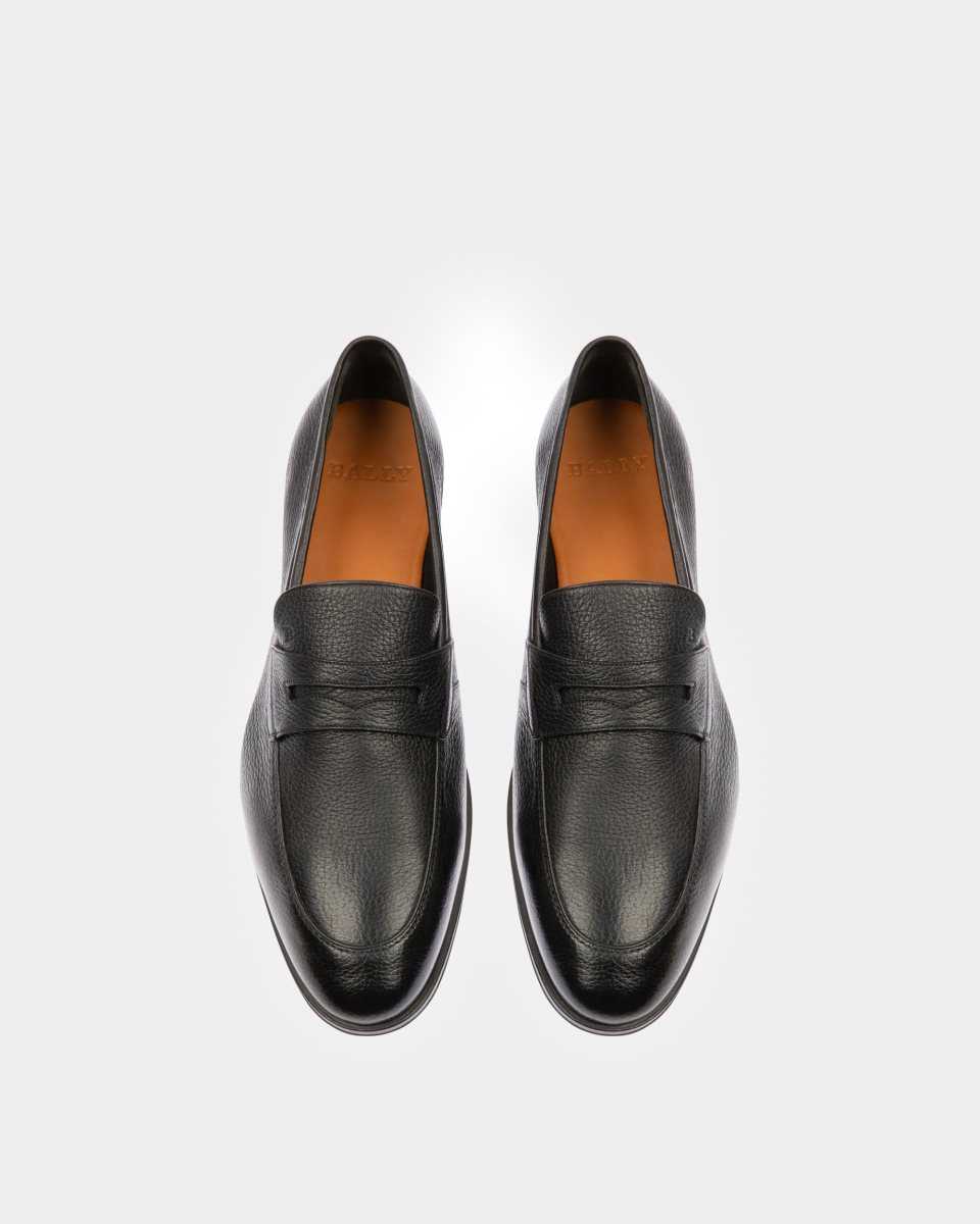 Bally Webb Grained Deer Leather Penny Loafer Black | PFMTR8479