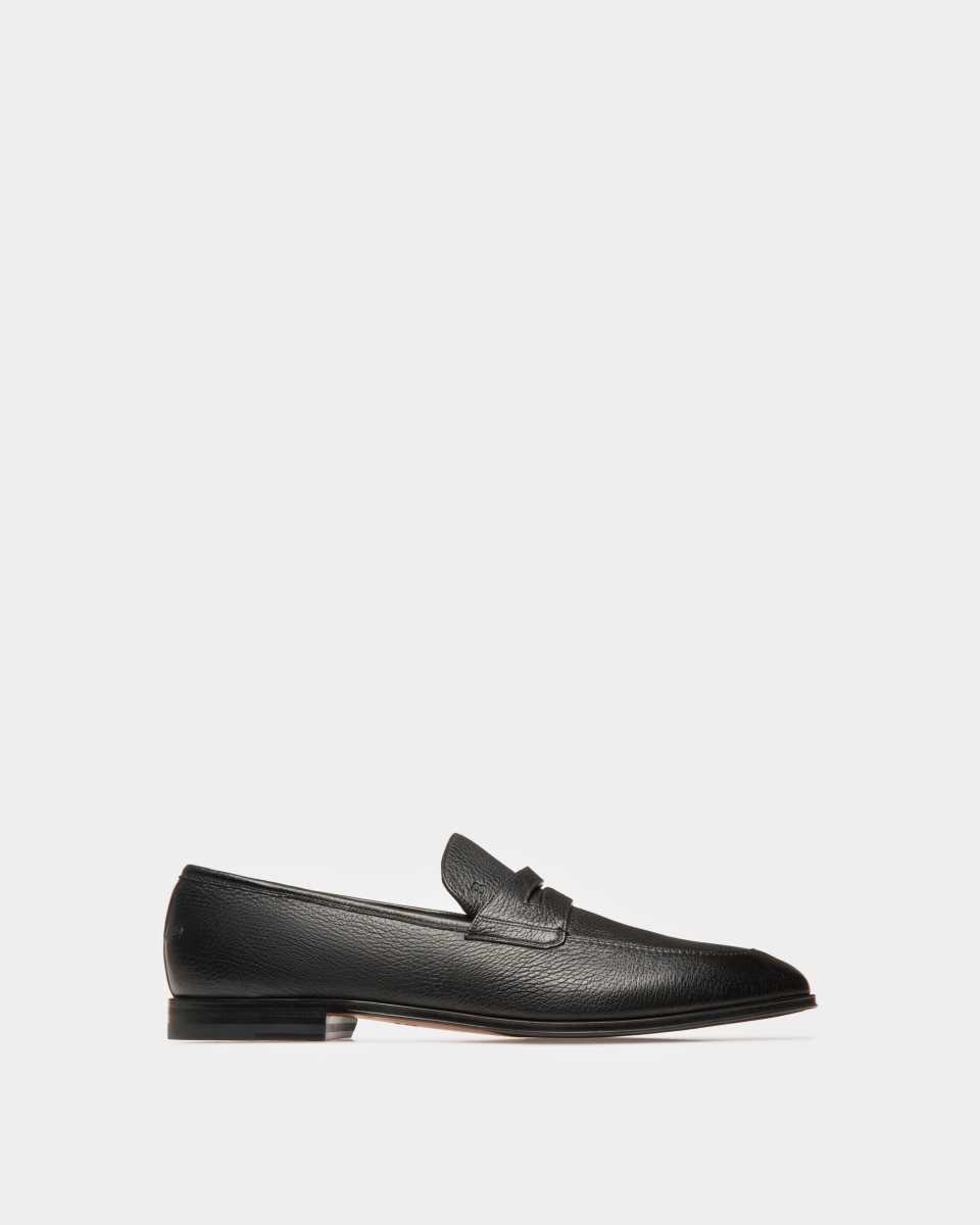 Bally Webb Grained Deer Leather Penny Loafer Black | PFMTR8479