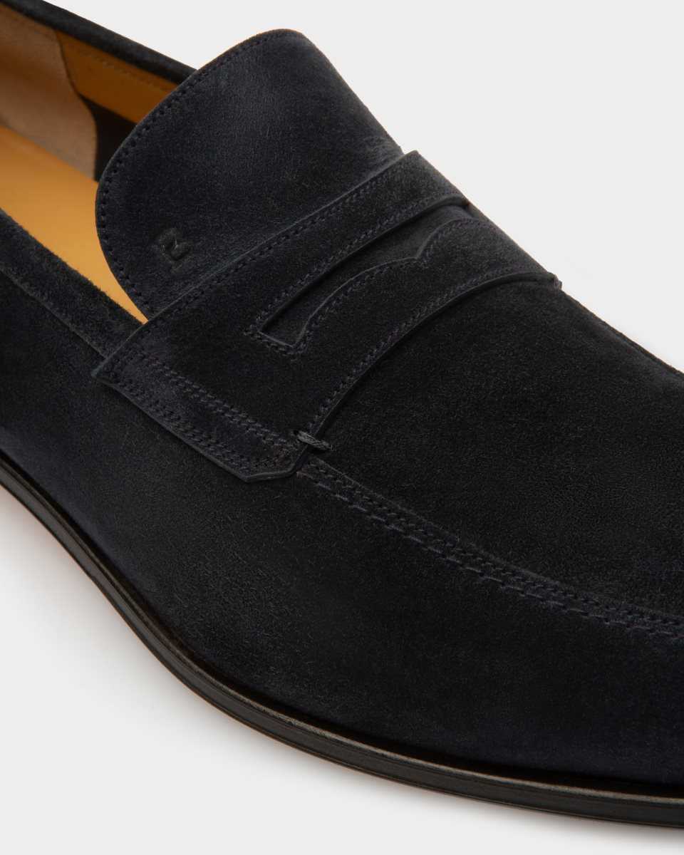 Bally Webb Leather Loafers Blue | JBYKZ7521