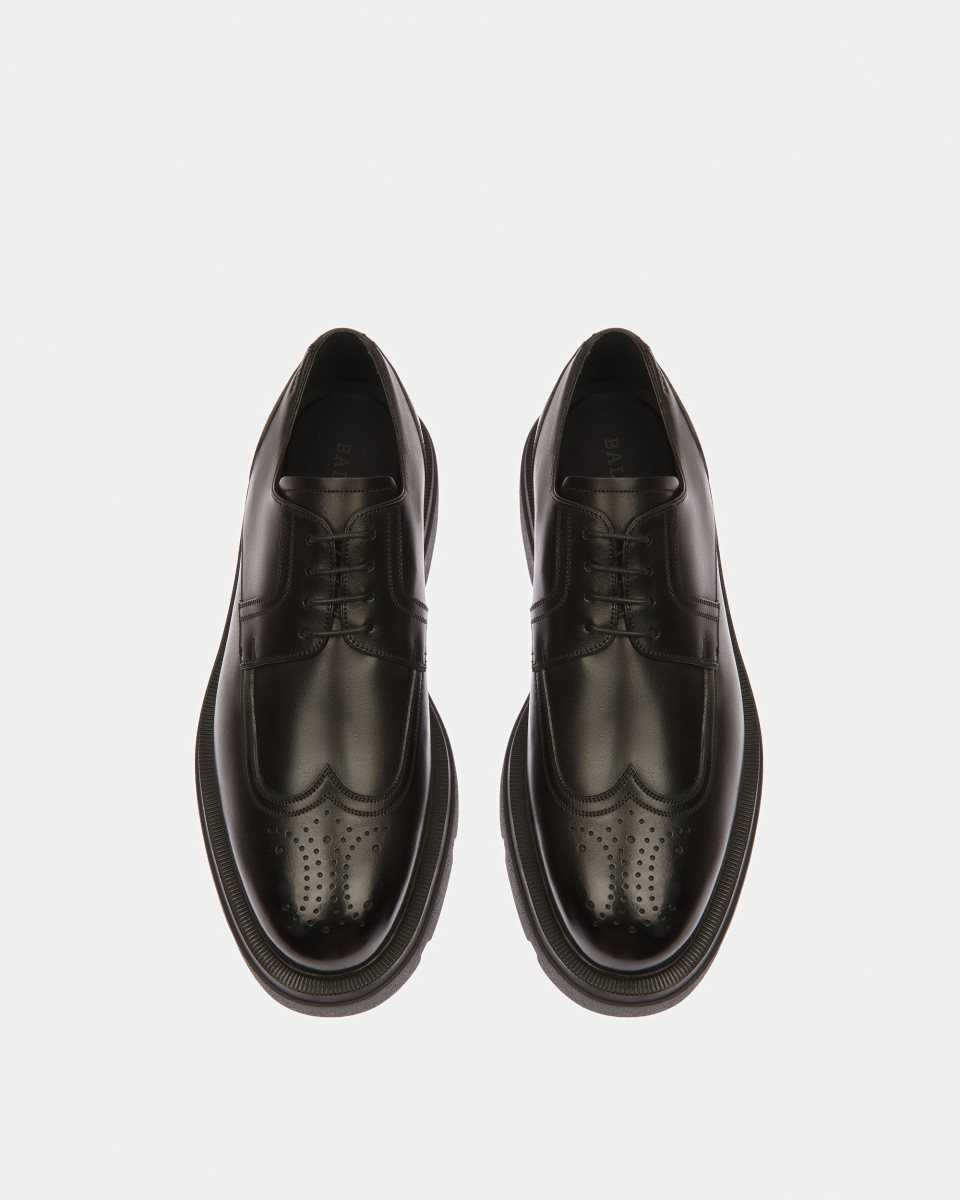 Bally Zelik Leather Derby Shoes Black | HFVDK0951